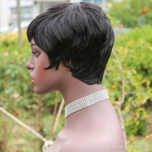 wholesale cheap 100% Human Pixie Cut brazil hair Wig Short Wigs with Bangs  African Wigs for Black Women